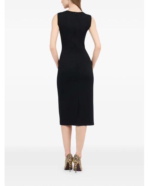 Roberto Cavalli Black Embroidered Cut-Out Midi Dress