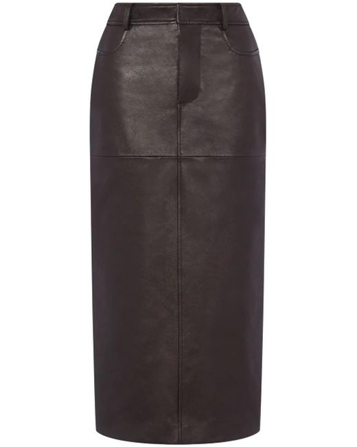 Moschino Gray Pencil Leather Midi Skirt