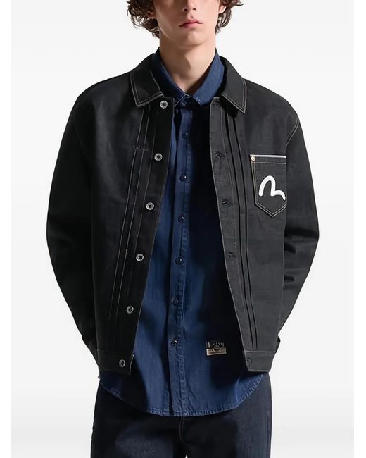 Evisu Black Dragon-Embroidered Denim Jacket for men