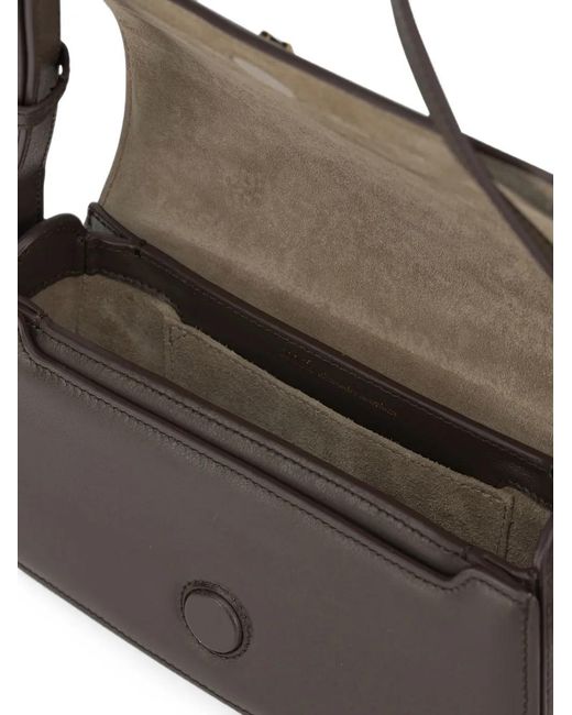 AMI Brown Cowhide Leather Paris Paris Shoulder Bag