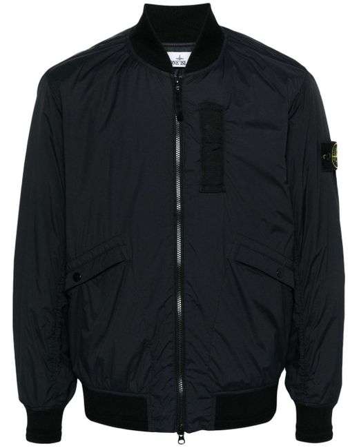 Stone Island Black Compass-patch Zipped Bomber Jacket for men