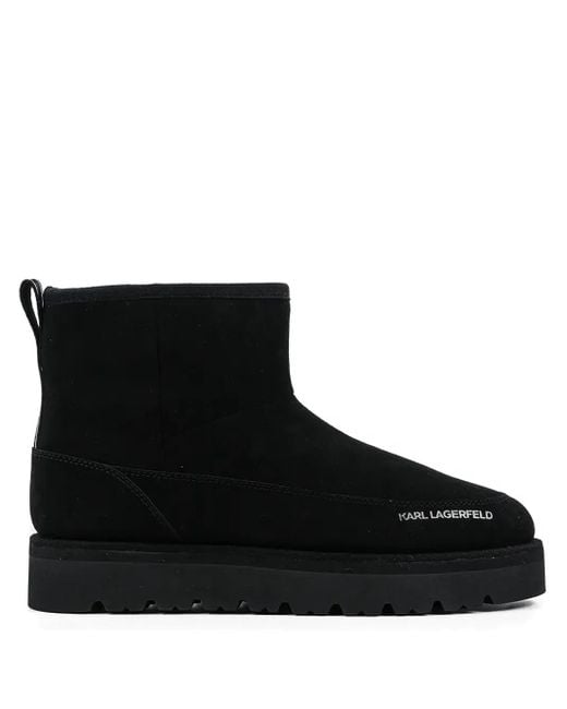 Karl Lagerfeld Black Logo-Print Boots for men