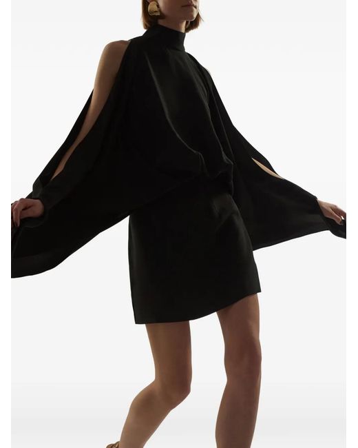 Taller Marmo Black Bacall High-Neck Open-Sleeve Dress