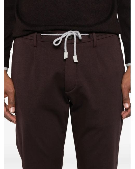 Eleventy Purple Drawstring-Waist Pleated Trousers for men