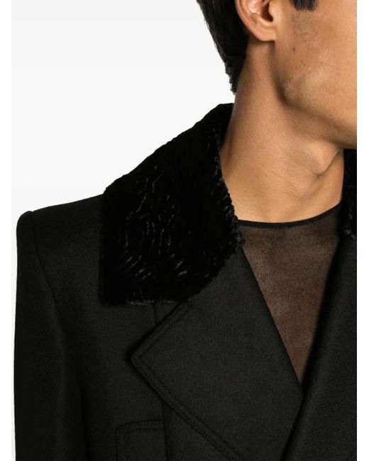 Casablanca Black Double-Breasted Wool Coat for men