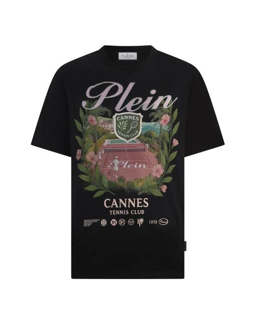 Philipp Plein Black Cannes Tennis Club T-Shirt for men