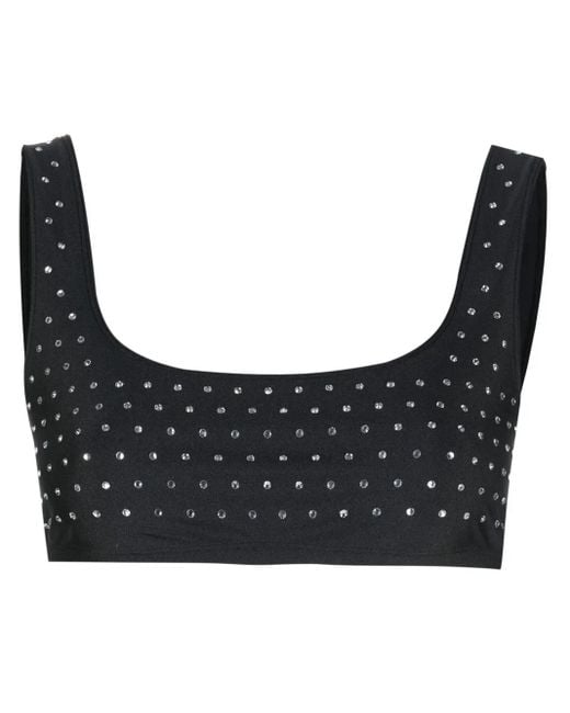 ANDAMANE Black Crystal-Embellished Sports Bra
