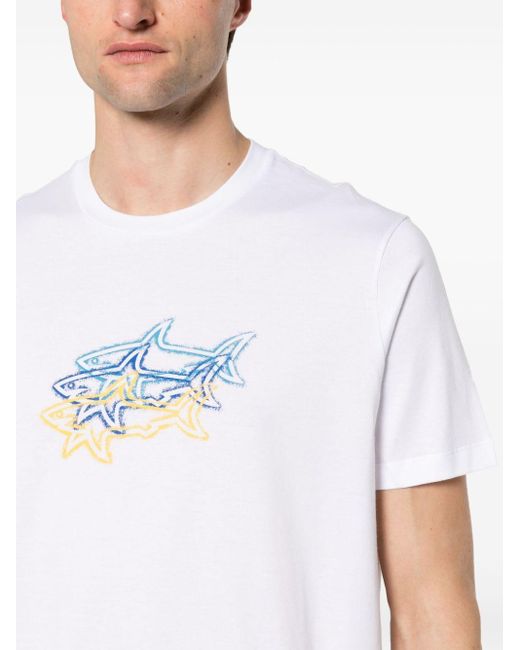 T-shirt con stampa di Paul & Shark in White da Uomo