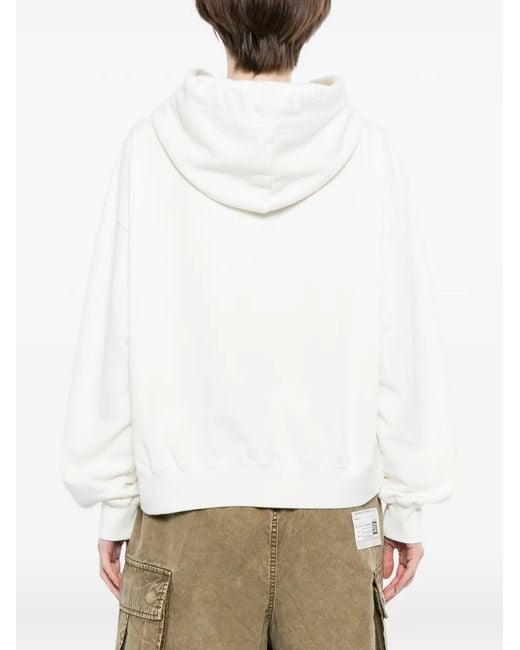 Maison Mihara Yasuhiro White Graphic-Print Drawstring Hoodie