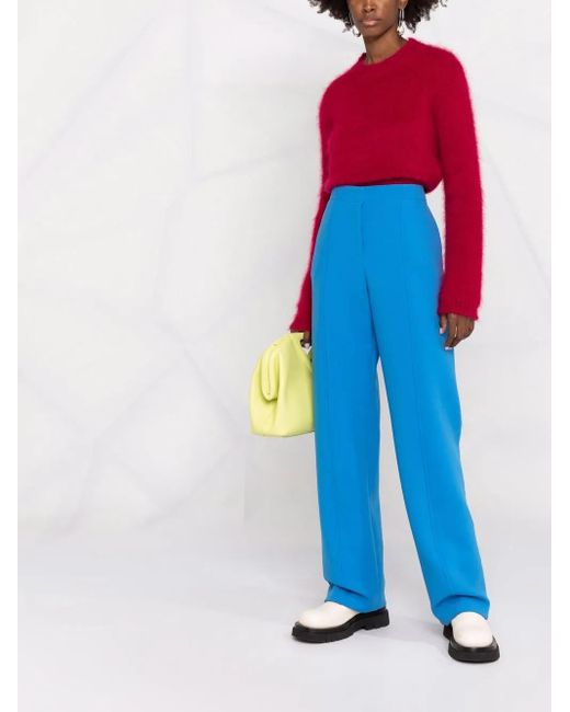 Ferragamo Blue High-waisted Straight-leg Trousers
