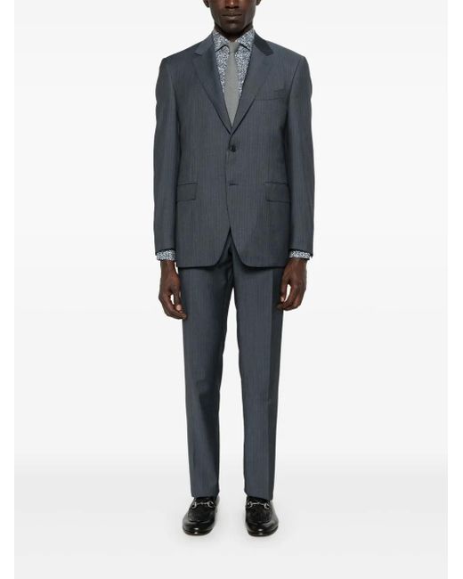 Mazzarelli Blue Abstract-Print Shirt for men