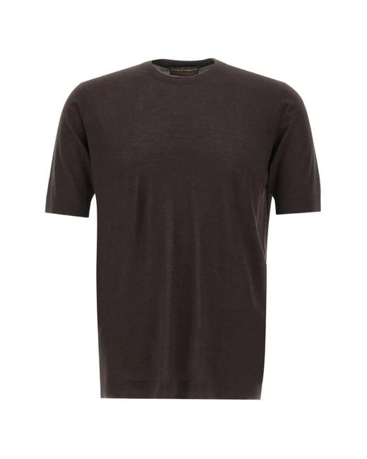 FILIPPO DE LAURENTIIS Black Short-Sleeved Knitted T-Shirt for men