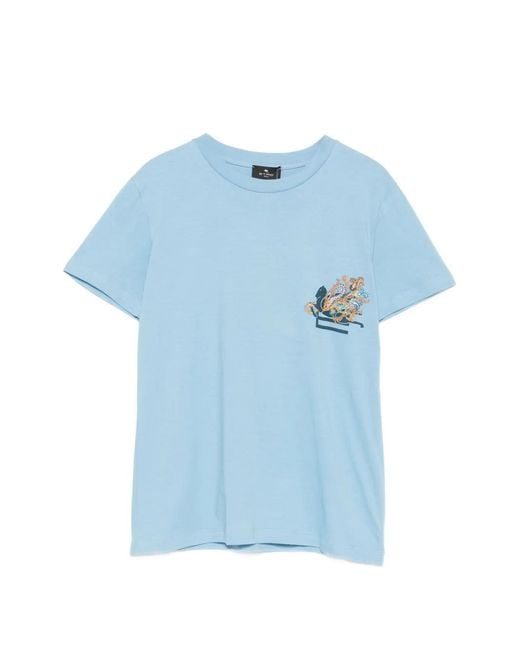 Etro Blue Cotton Polyester T-Shirt