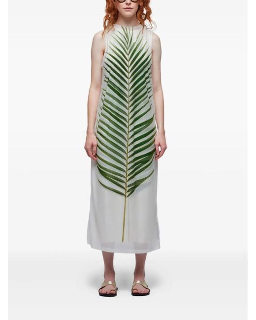 Osklen Green Midikleid Im Layering-Look Mit Palmen