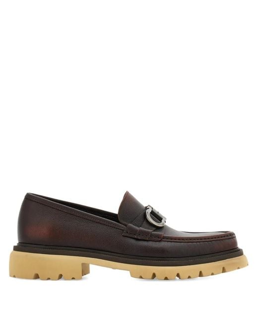 Ferragamo Brown Moccasins With Gancini Ornament for men