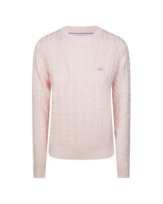 Sun 68 Pink Cable-Knit Sweater