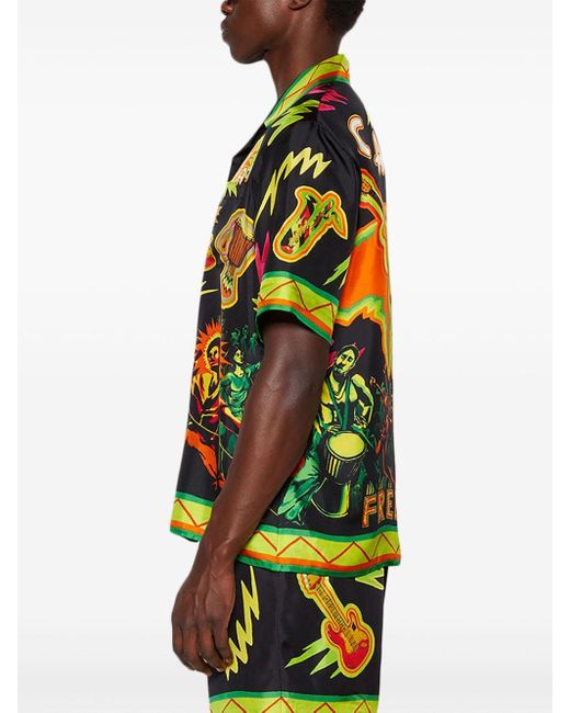 Chemise en soie à imprimé graphique Casablancabrand pour homme en coloris Black