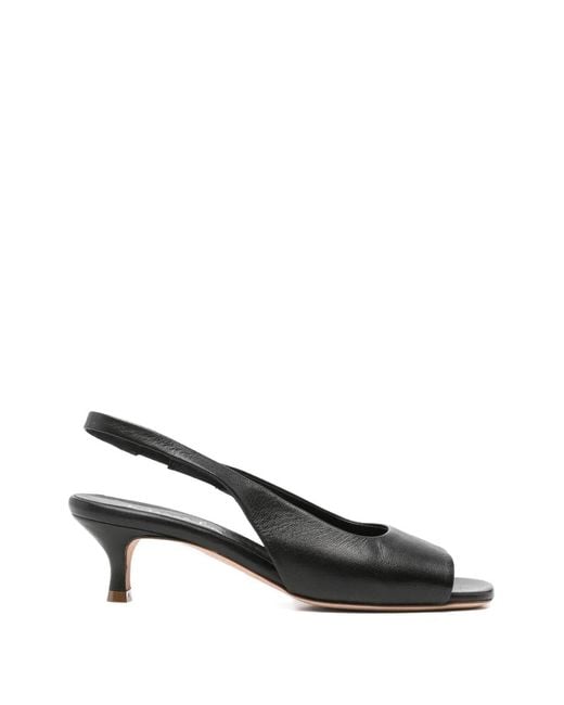 LORENA PAGGI Black Peep-Toe Slingback Pumps