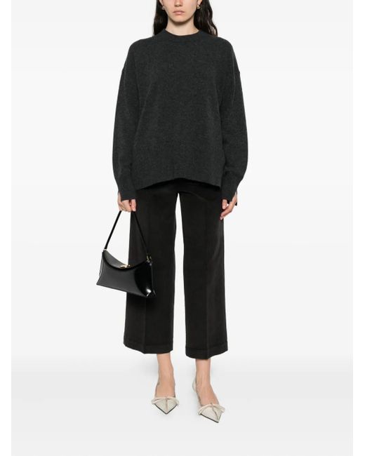 Cellar Door Black Corduroy Wide-Leg Trousers