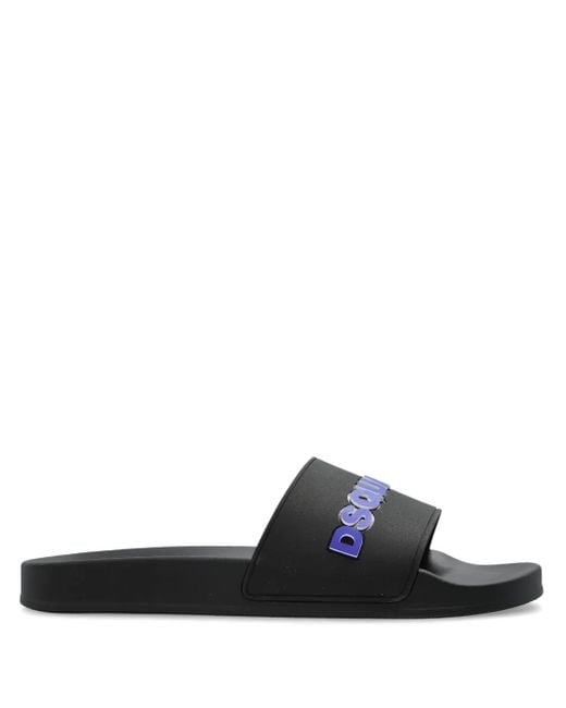 DSquared² Black Slipper With Logo for men