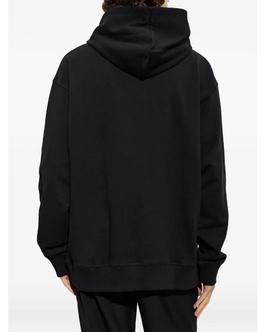 Balmain Black Logo-Embroidered Drawstring Hoodie for men