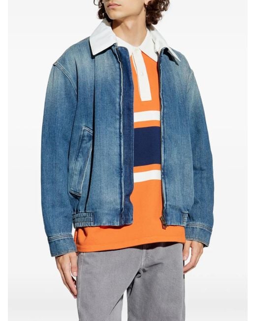 Loewe Blue Contrast-Collar Denim Jacket for men