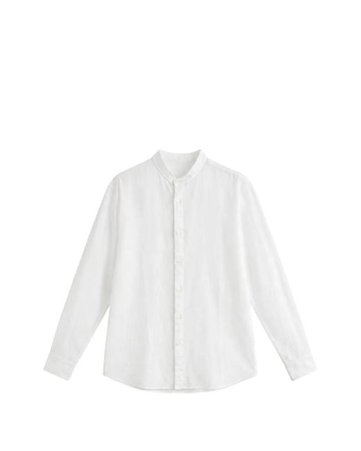 Seventy White Band-Collar Linen Shirt for men