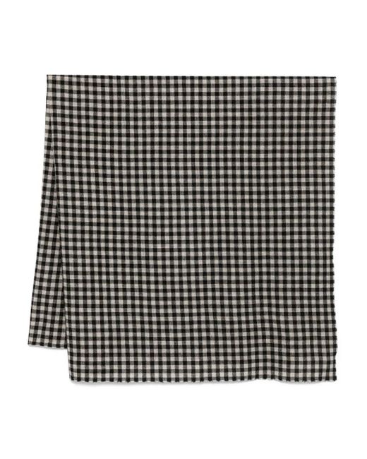 Daniela Gregis Black Gingham Wool Scarf