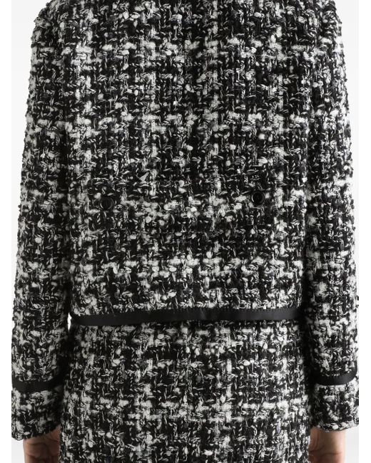 Dolce & Gabbana Black Wool-Blend Check Double-Breasted Jacket