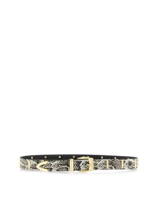Pinko White Python-Effect Studded Belt