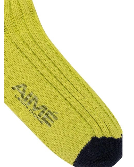 Aimé Leon Dore Yellow Ribbed Crew Socks for men