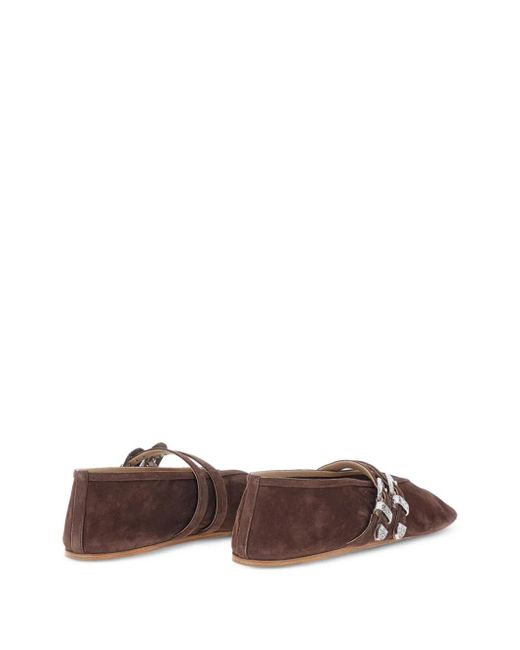 Le Monde Beryl Claudia Buckled Suede Ballet Flats in Brown | Lyst
