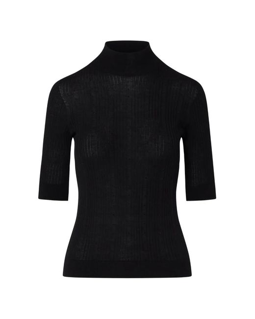 Liu Jo Black Wool Top With Rhinestones