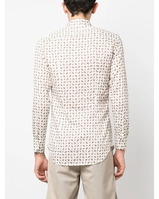 Etro White Paisley Print Shirt for men