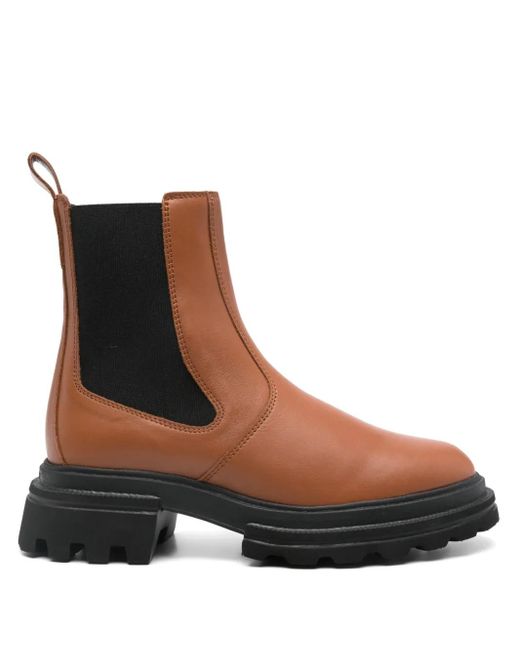 Hogan Brown Mini Leather Chelsea Ankle Boots