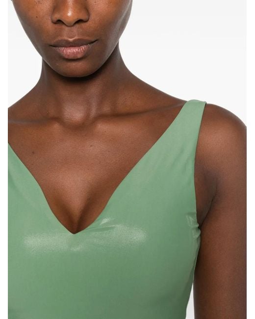 MACRON Green V-Neck Cropped Performance Top