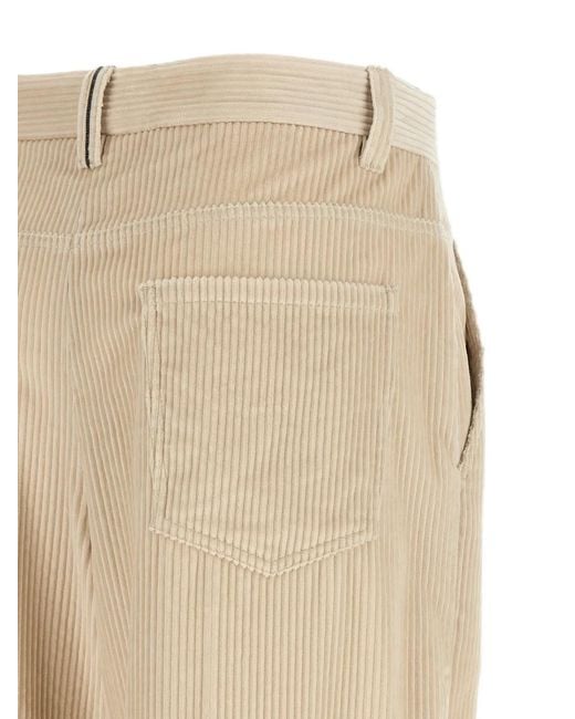 Brunello Cucinelli White Monile Corduroy Trousers