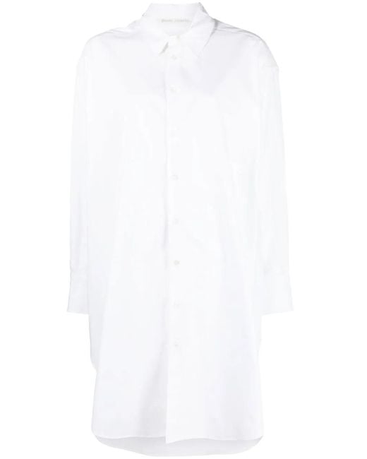 Palm Angels White Rhinestone Logo Shirt Dress
