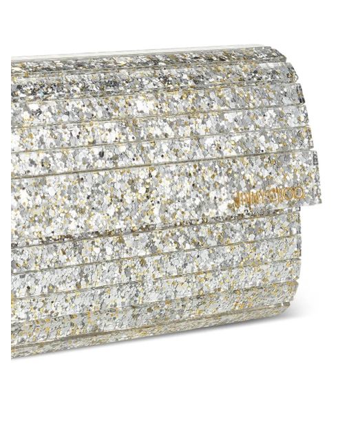 Jimmy Choo Gray Sweetie Glitter-Effect Clutch Bag