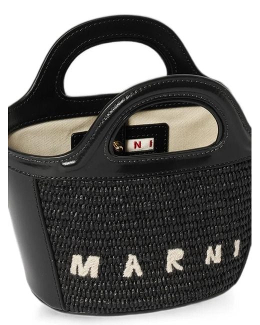 Marni Black Tropicalia Leather-Trim Shoulder Bag