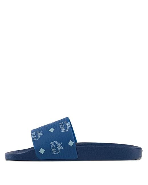 MCM Pantoletten Mit Monogramm-Print in Blue für Herren