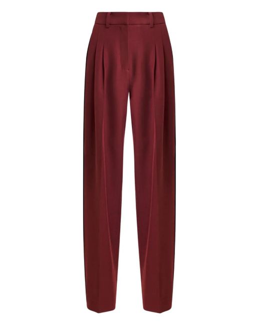 Essentiel Antwerp Red Icci Pleated Side-Stripe Trousers