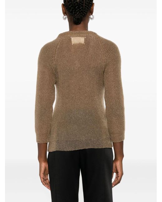 Maison Margiela Natural Semi-Sheer V-Neck Jumper