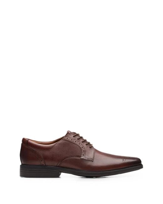 Clarks Brown Clarkslite Tie Brogue-Detail Derby Shoes for men