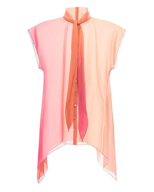 Roberto Cavalli Pink Neck-Tie Blouse