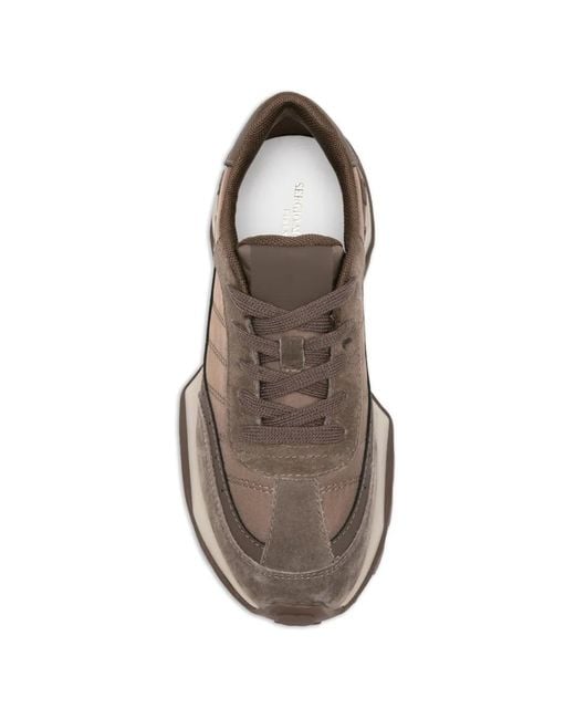 SERGIO MORETTI FIRENZE Brown Panelled Chunky-Sole Sneakers
