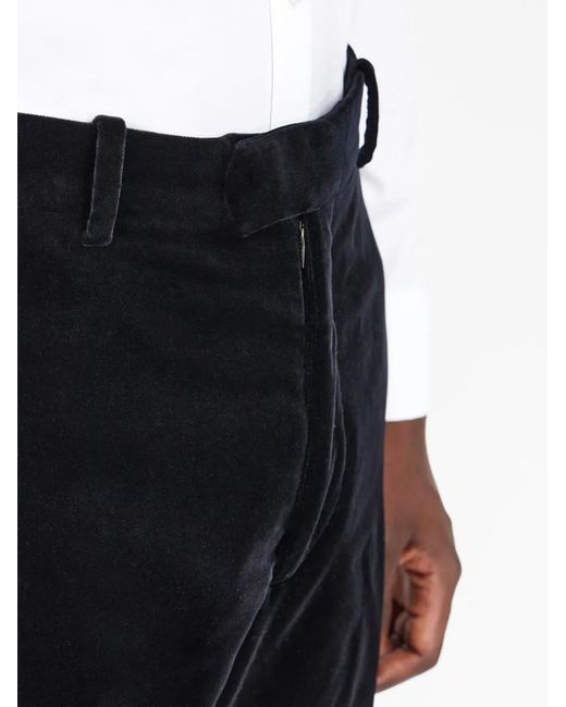 Ferragamo Black Pressed-Crease Velvet Straight-Leg Trousers for men