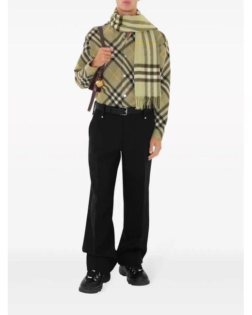 Burberry Green Checked Wool-Blend Shirt Jacket for men