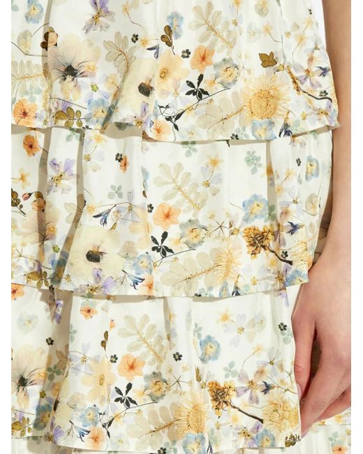 Munthe Metallic Floral-Print Tiered Dress