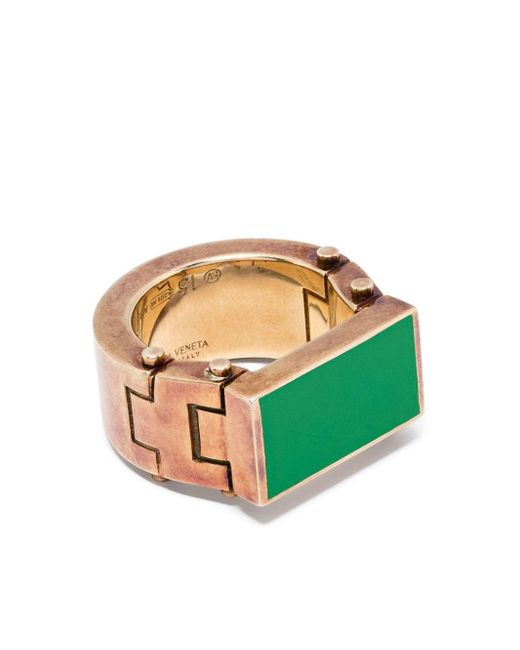 Bottega Veneta Green Solid-rectangle Chunky Ring